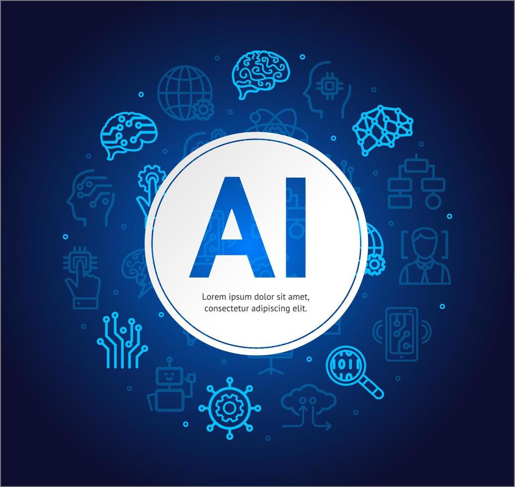 Artificial Intelligence Concept Banner Card. Vector