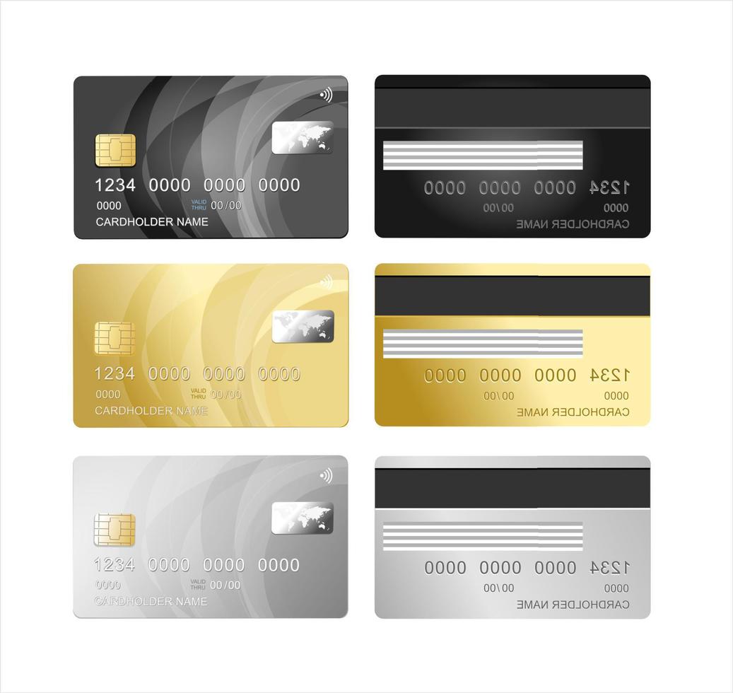 Realistic Detailed 3d Plastic Card Set. Vector