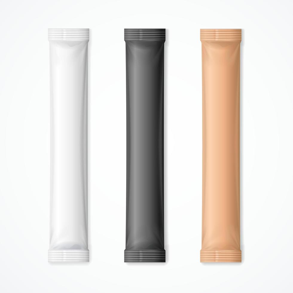 Realistic Detailed 3d Matte Sachet Stick Set. Vector