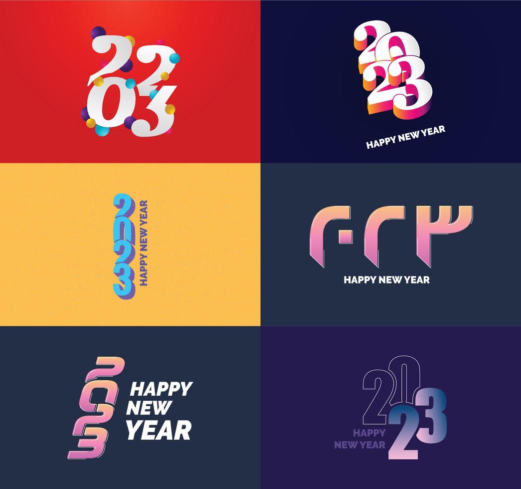 Big Set of 2023 Happy New Year logo text design 2023 number design template vector