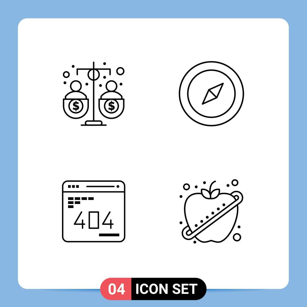Set of 4 Modern UI Icons Symbols Signs for budget development funding map web Editable Vector Design Elements