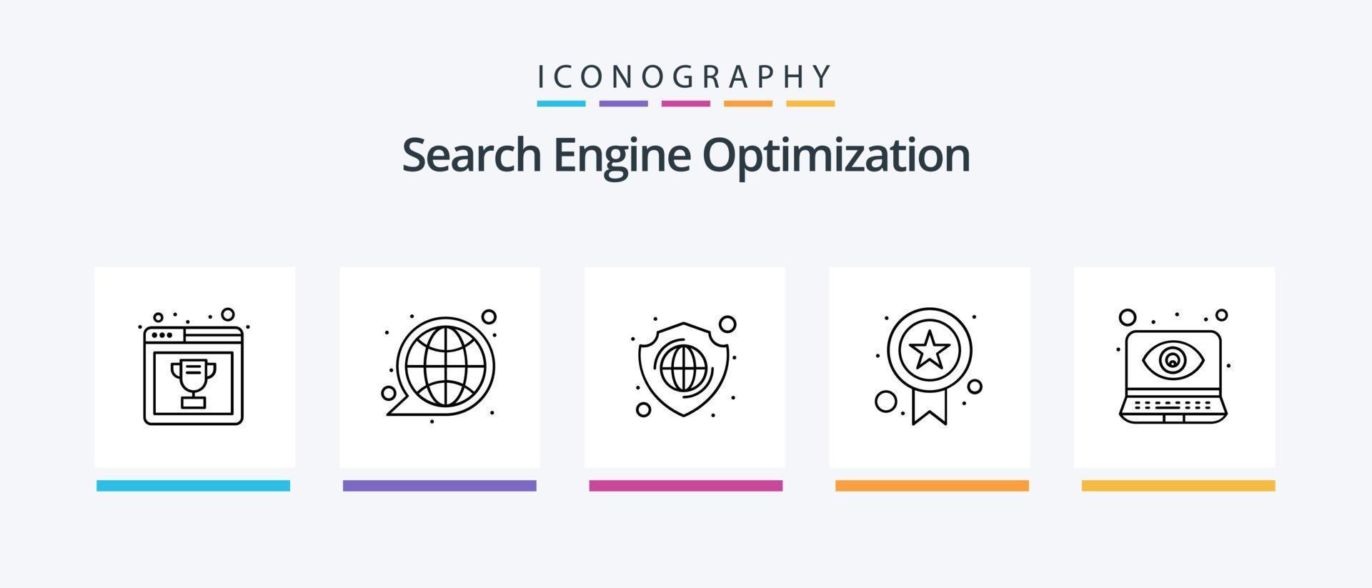 paquete de iconos seo line 5 que incluye computadora portátil. computadora. las compras en línea. en todo el mundo. Internet. diseño de iconos creativos vector