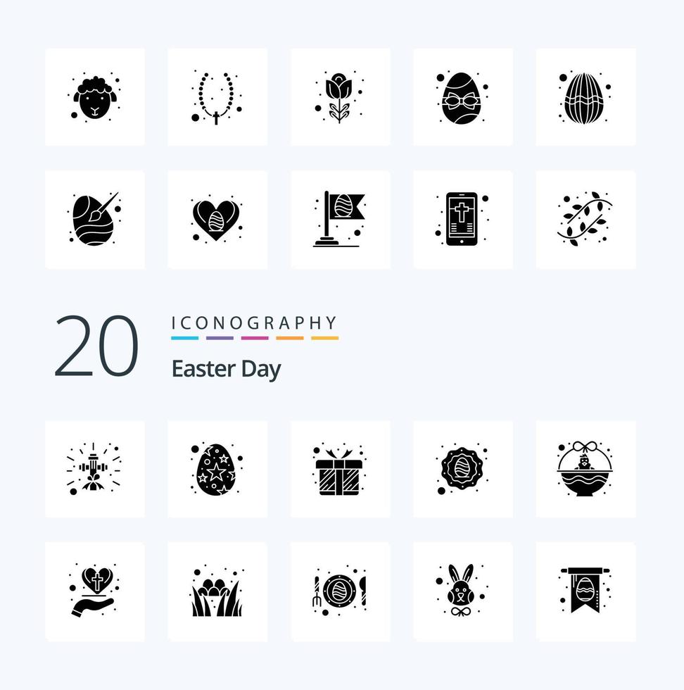 20 Easter Solid Glyph icon Pack like cart egg gift celebration holidays vector