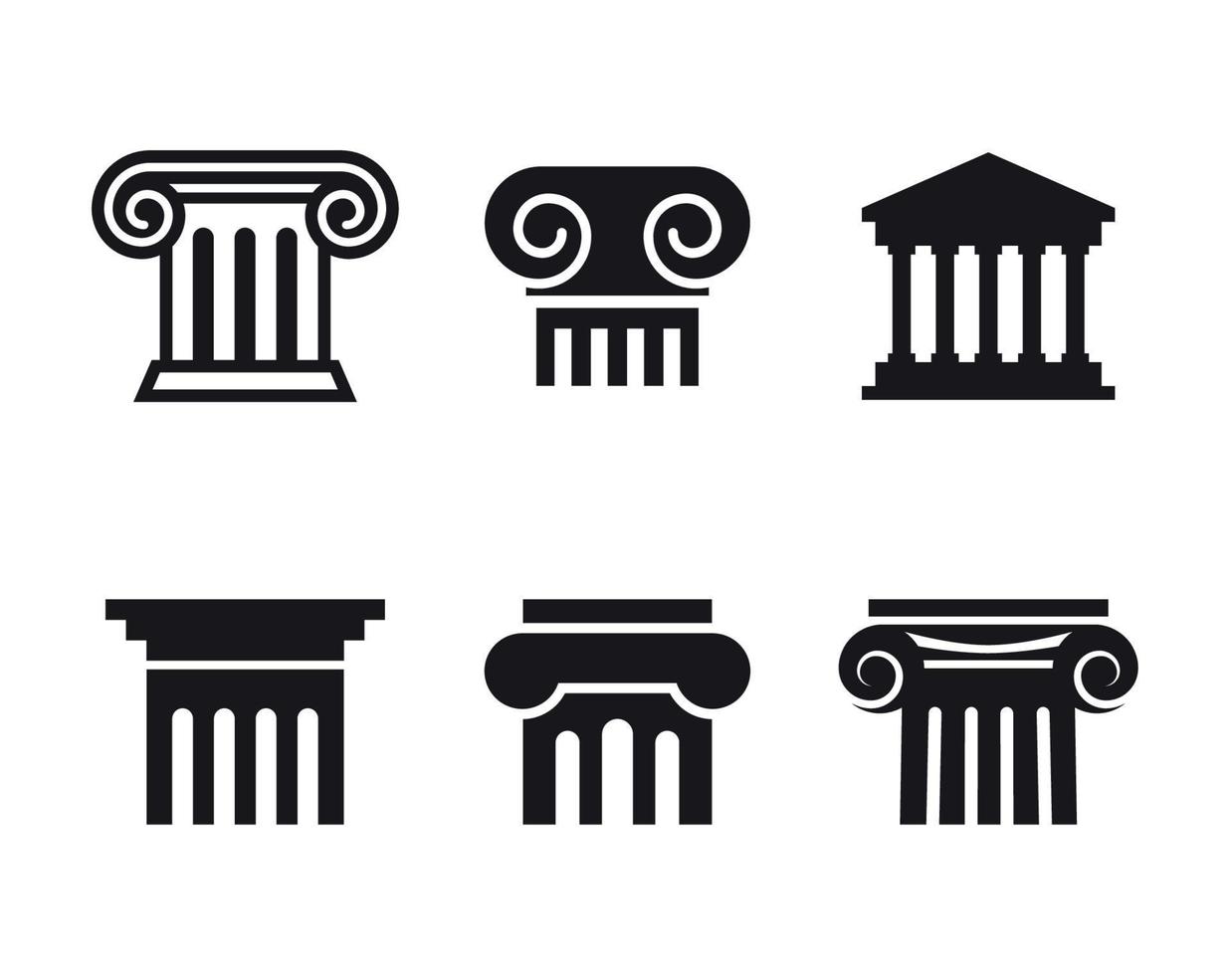 column icons black, isolated icons on a white background vector