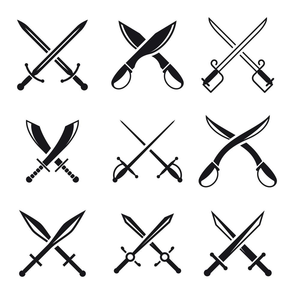 medieval sword set vector