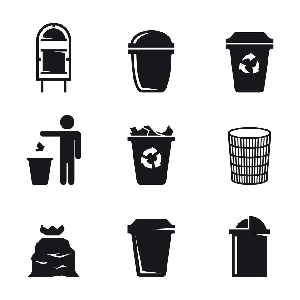 conjunto de iconos de bote de basura vector