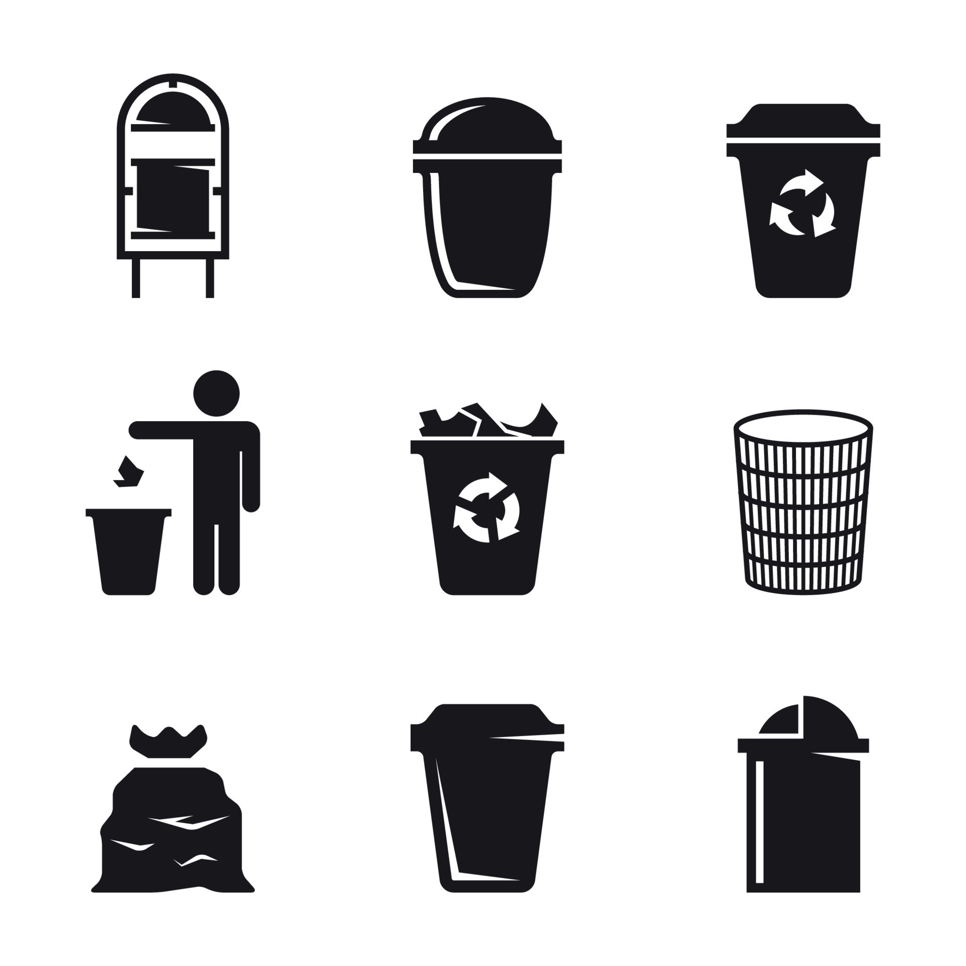 trash can icons set 17724541 Vector Art at Vecteezy