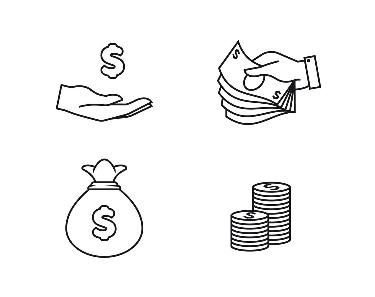 Money Icons Set. Outline icons on a white background vector