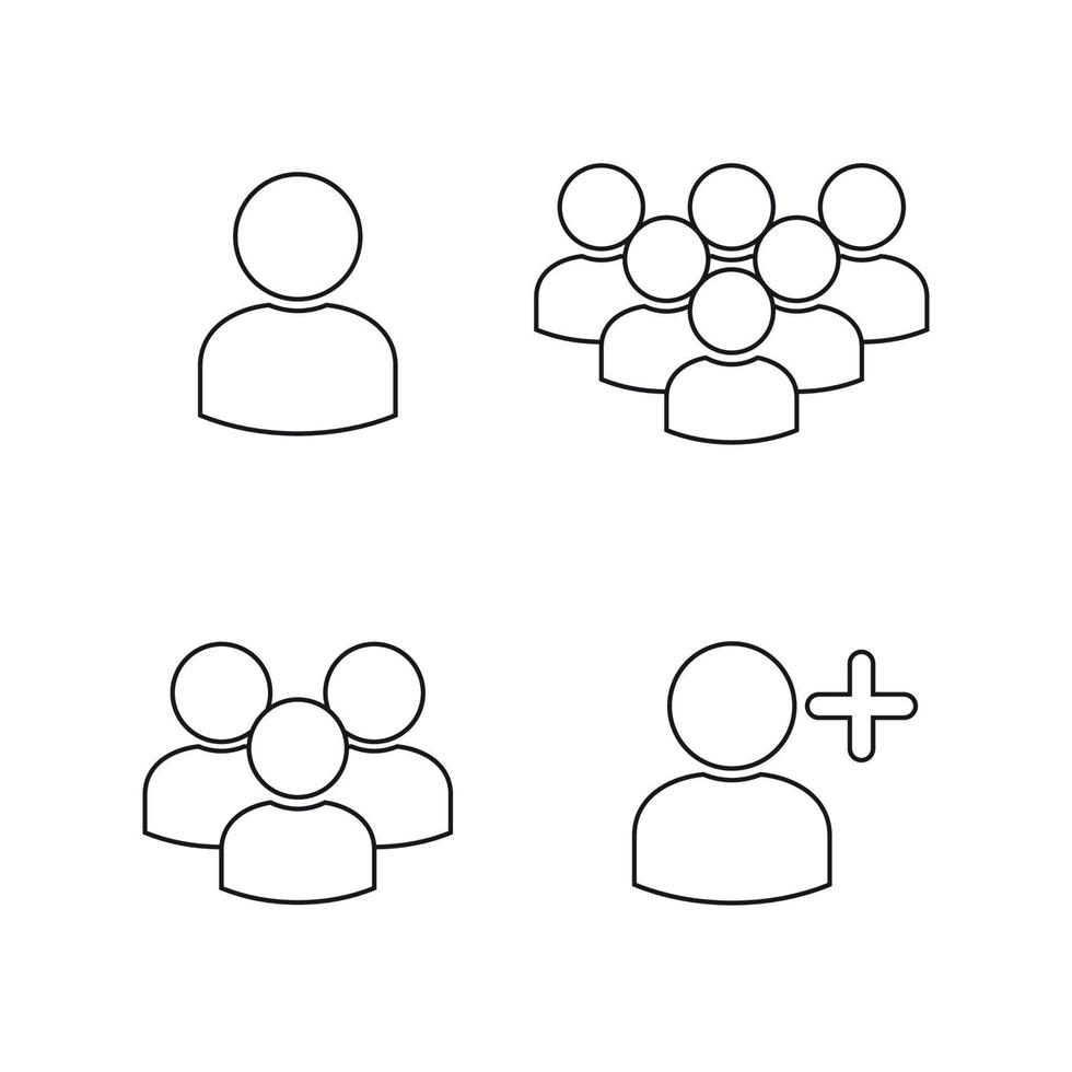User Profile Group Icons Symbols Black On A White Background vector