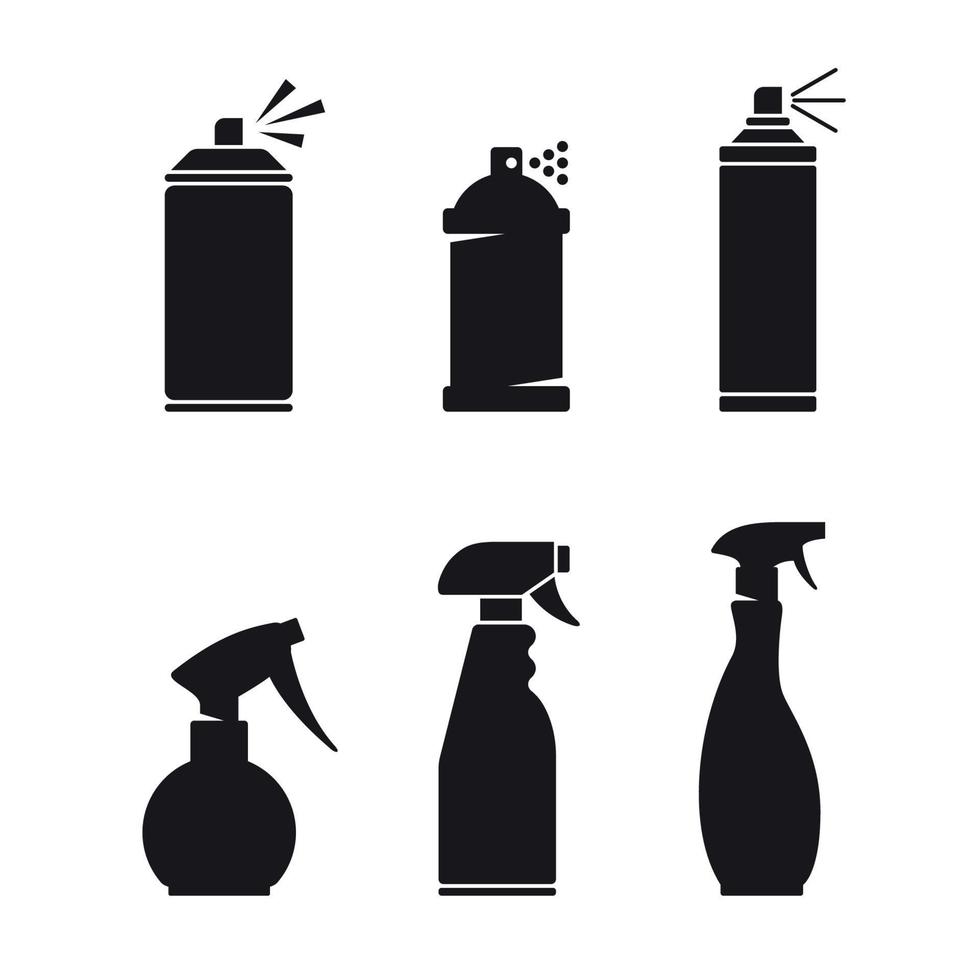 Spray icons set, black on a white background vector