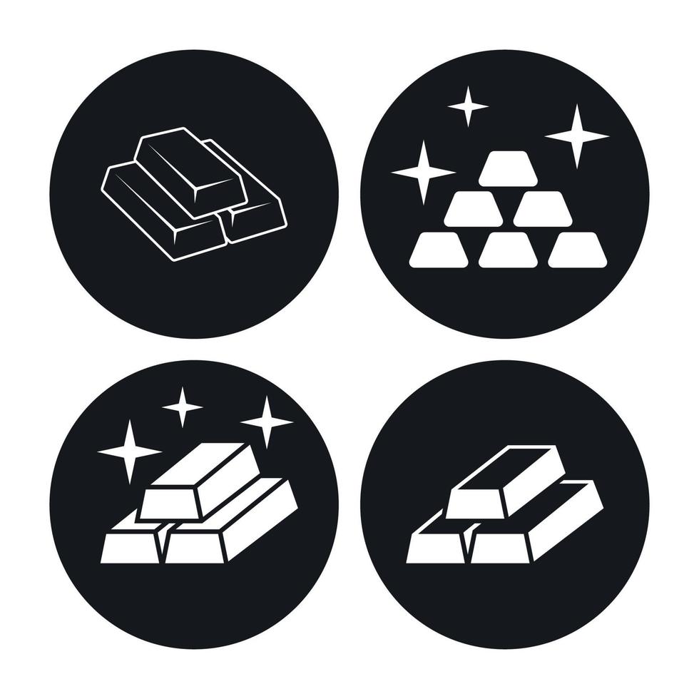 Gold icons set, white on a black background vector