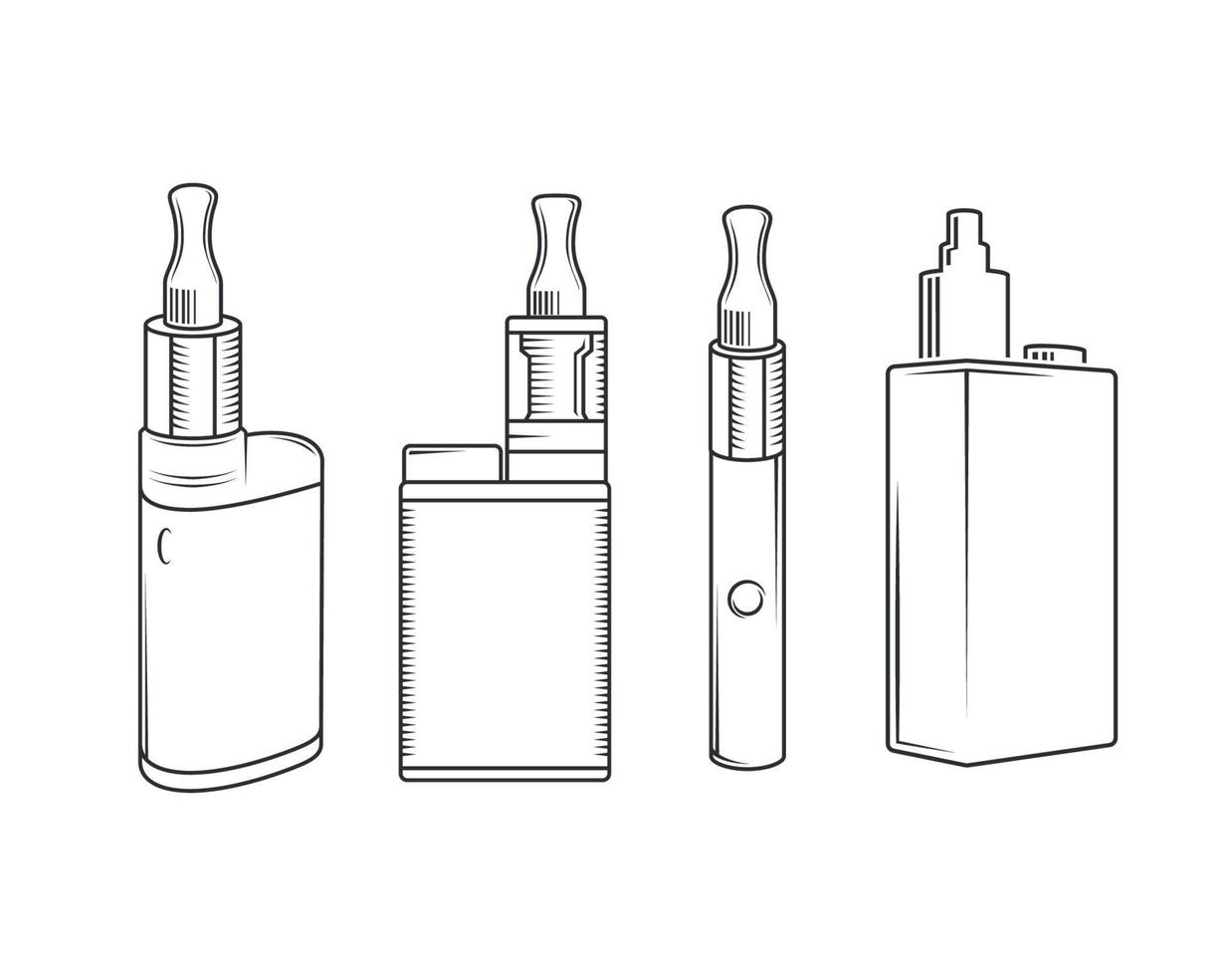 vaporizer cigarette icons, vape black, outline icons on a white background vector