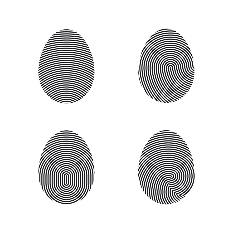 fingerprint icons, black on white background vector