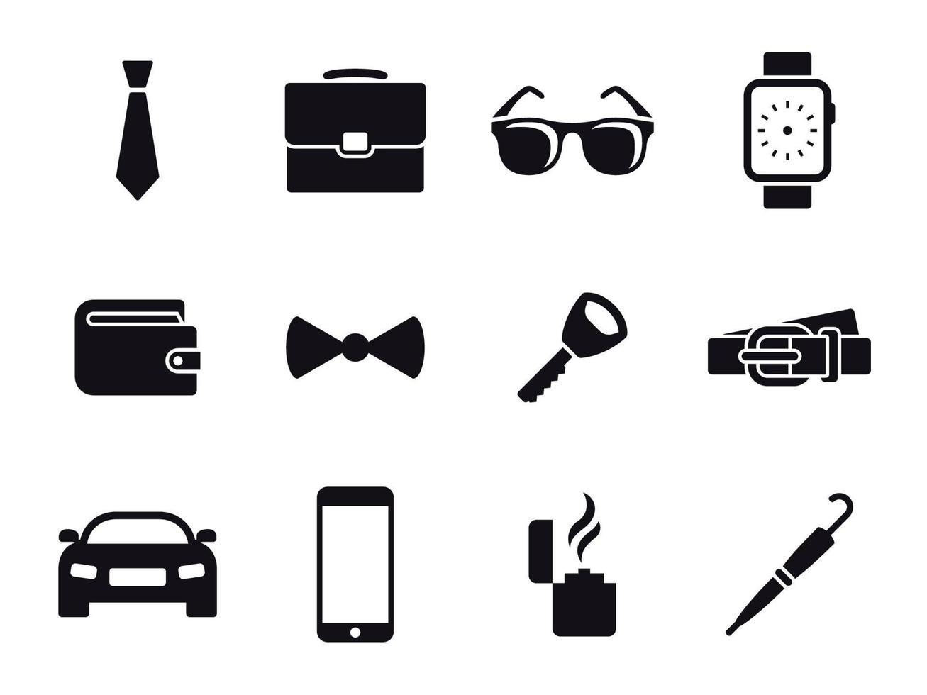 Man accessories icons. Black on a white background vector