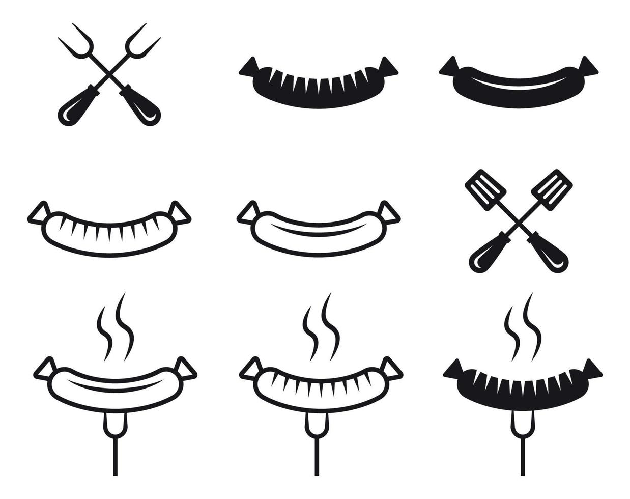 Sausage icons set. Black on a white background vector