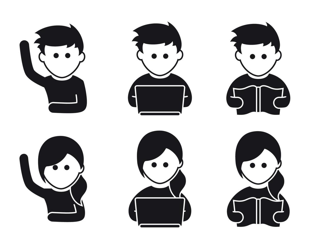 Students icons boy and girl vector