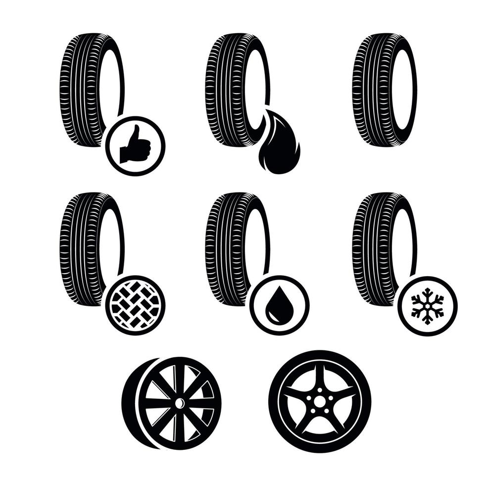 tyre icons set vector
