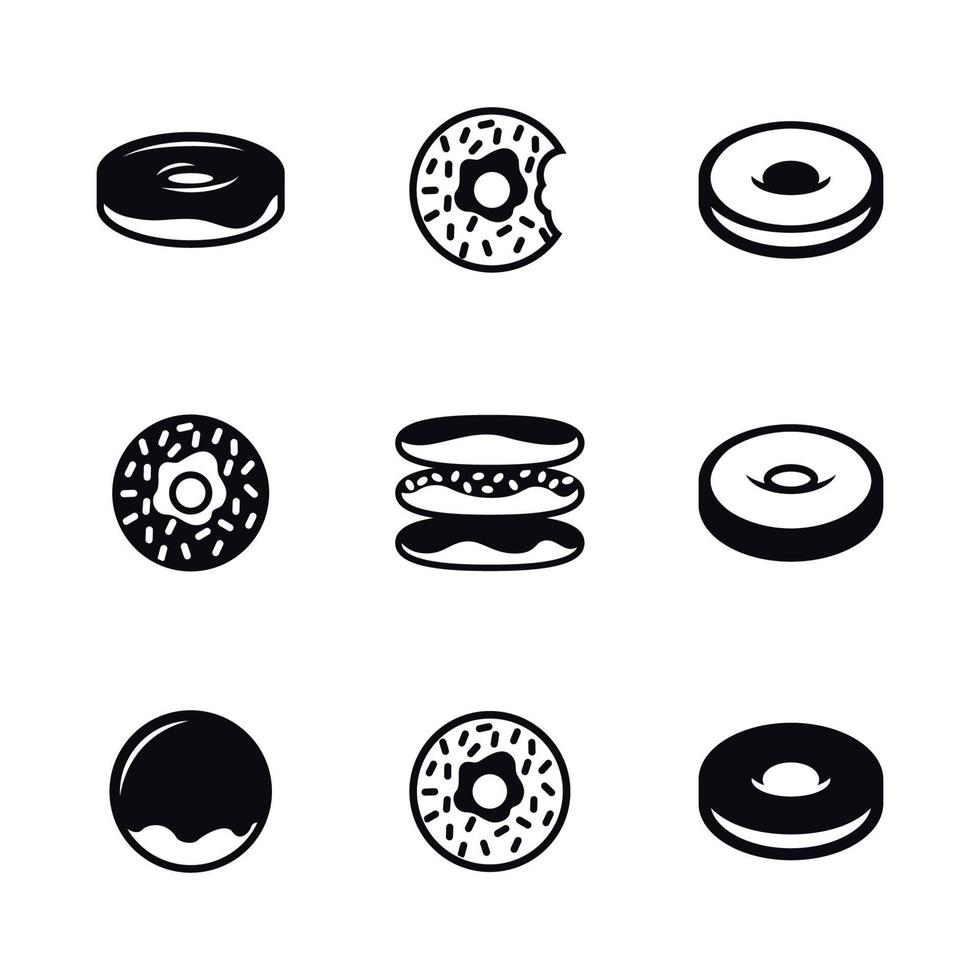 Donuts icons, black on a white background vector