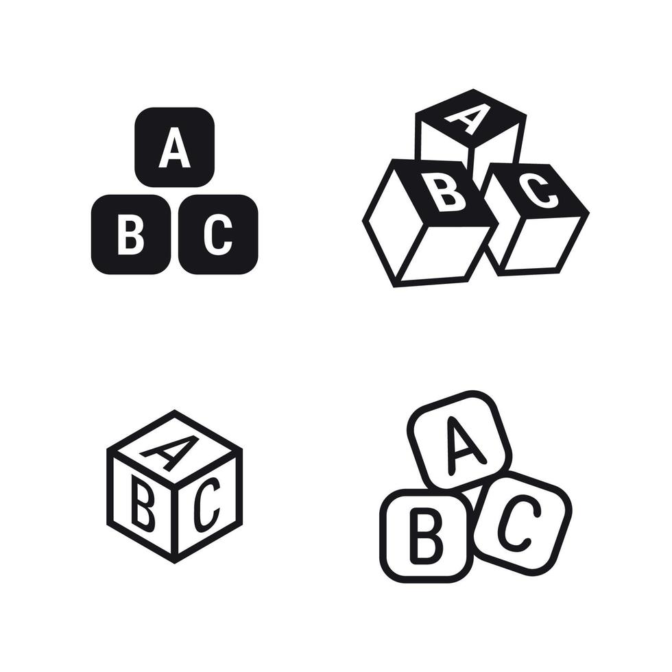 abc cubes icons set, black on a white background vector