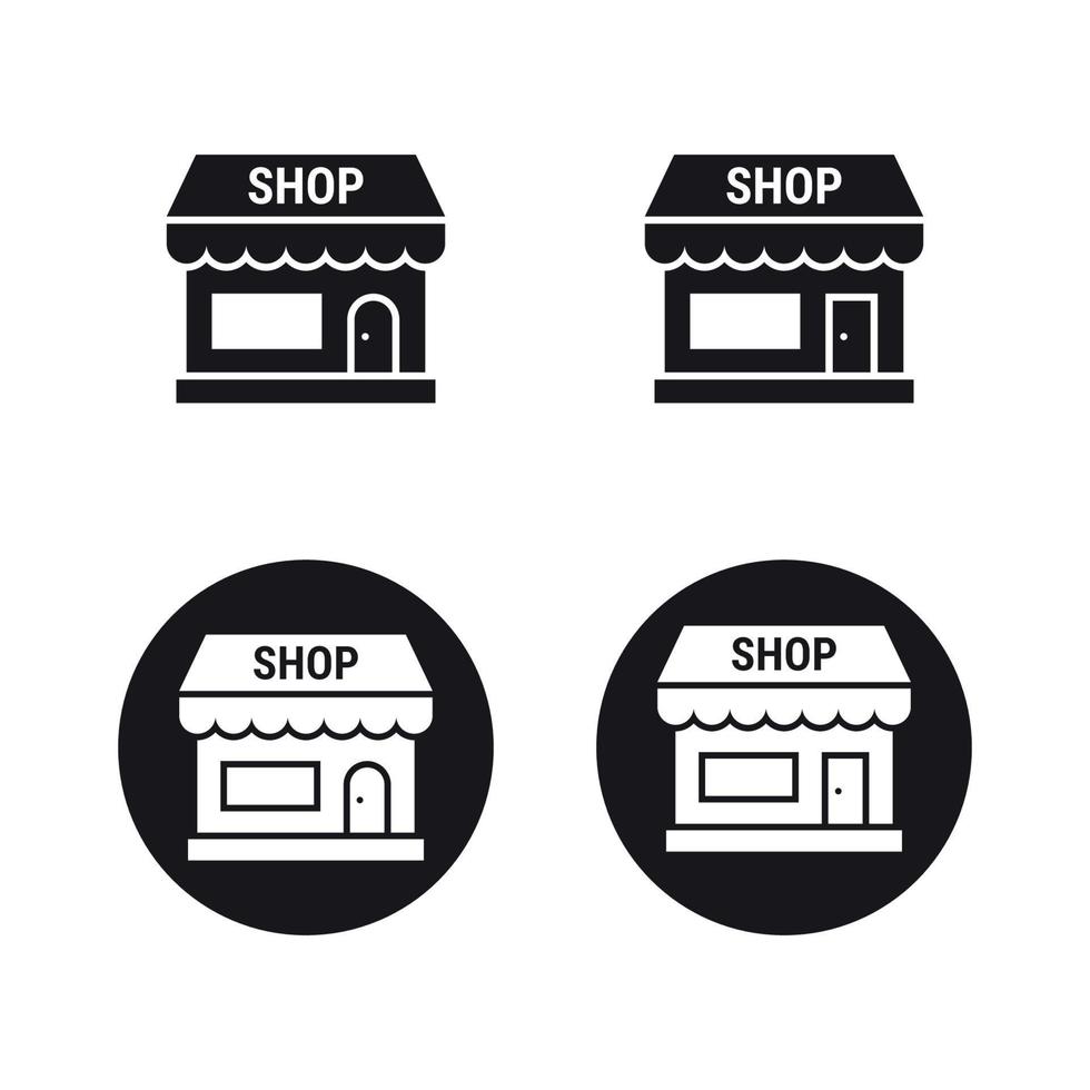 tienda, conjunto de iconos de tienda, iconos en blanco y negro vector