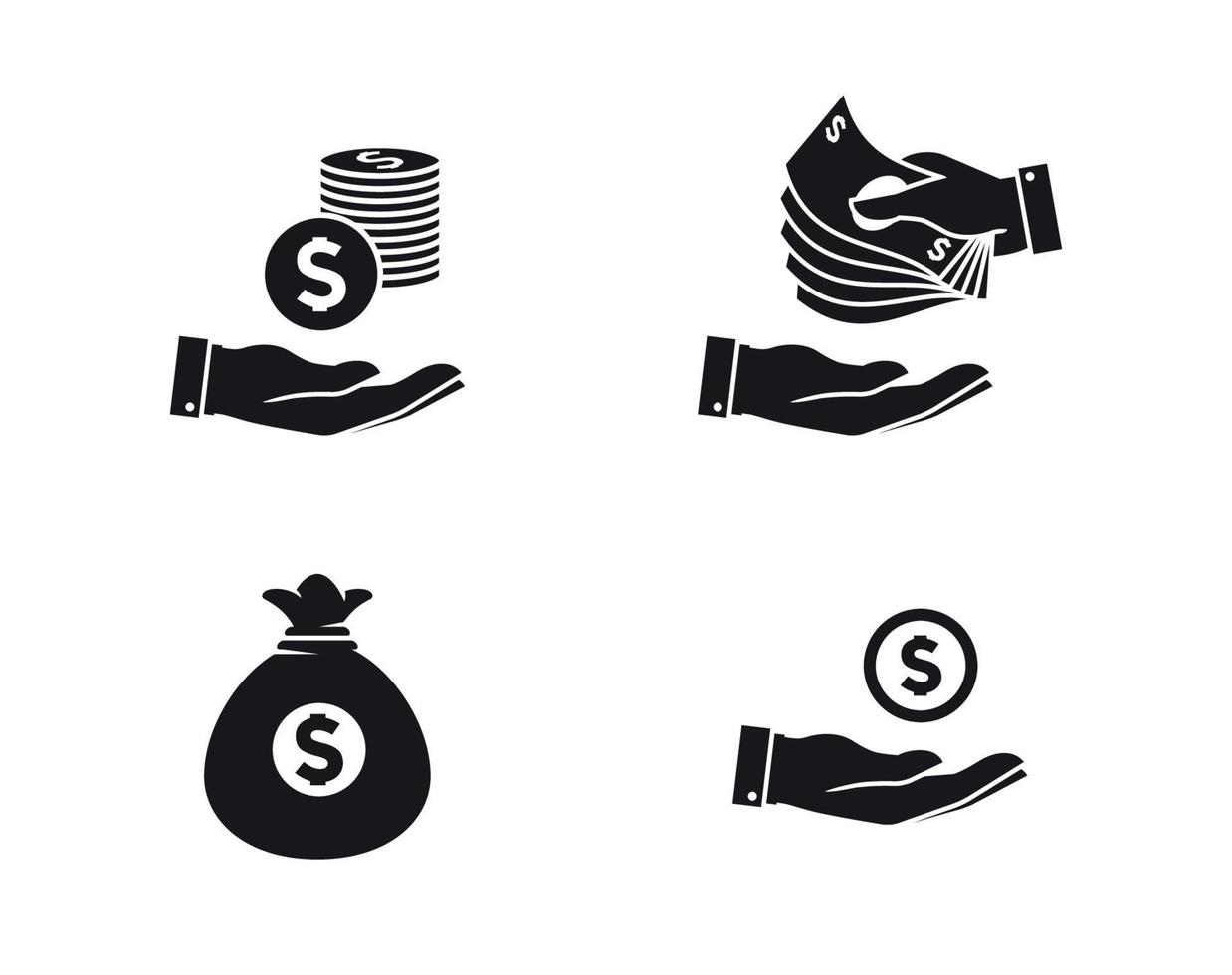 Money Icons Set. Black icons on a white background vector