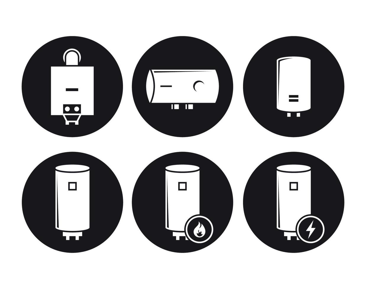 Boiler icons set, white on a black background vector