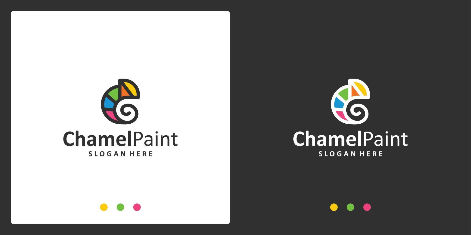 inspiración del logotipo camaleón y logotipo de acuarela. vectores premium
