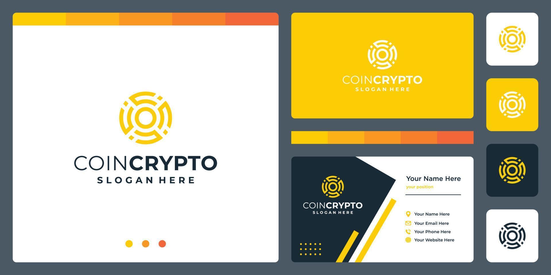 Crypto coin logo template with initial letter o. Vector Digital Money icon, Block chain, financial symbol.