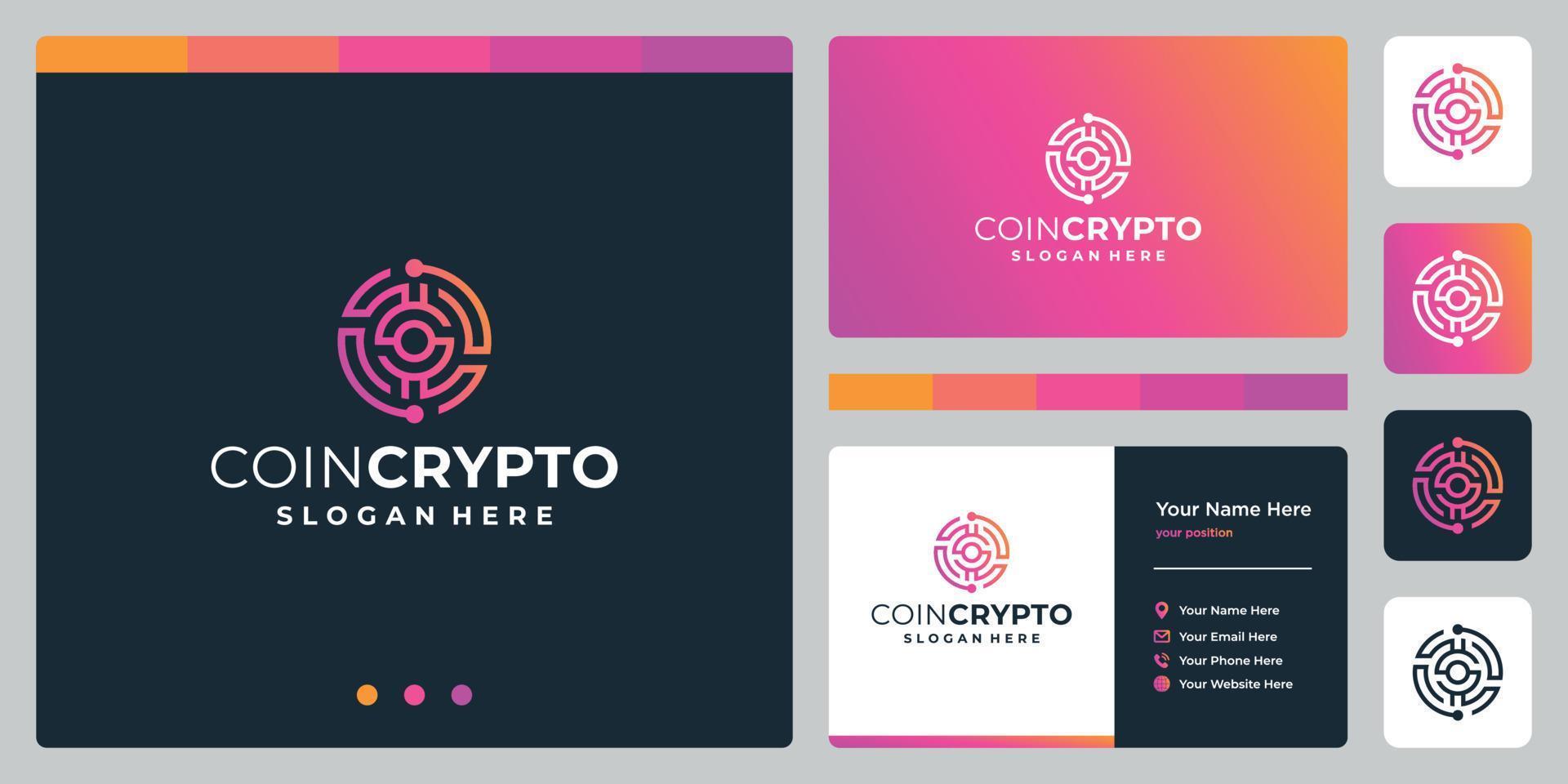 Coin crypto logo template with initial letter S. Vector Digital Money icon, Block chain, financial symbol.