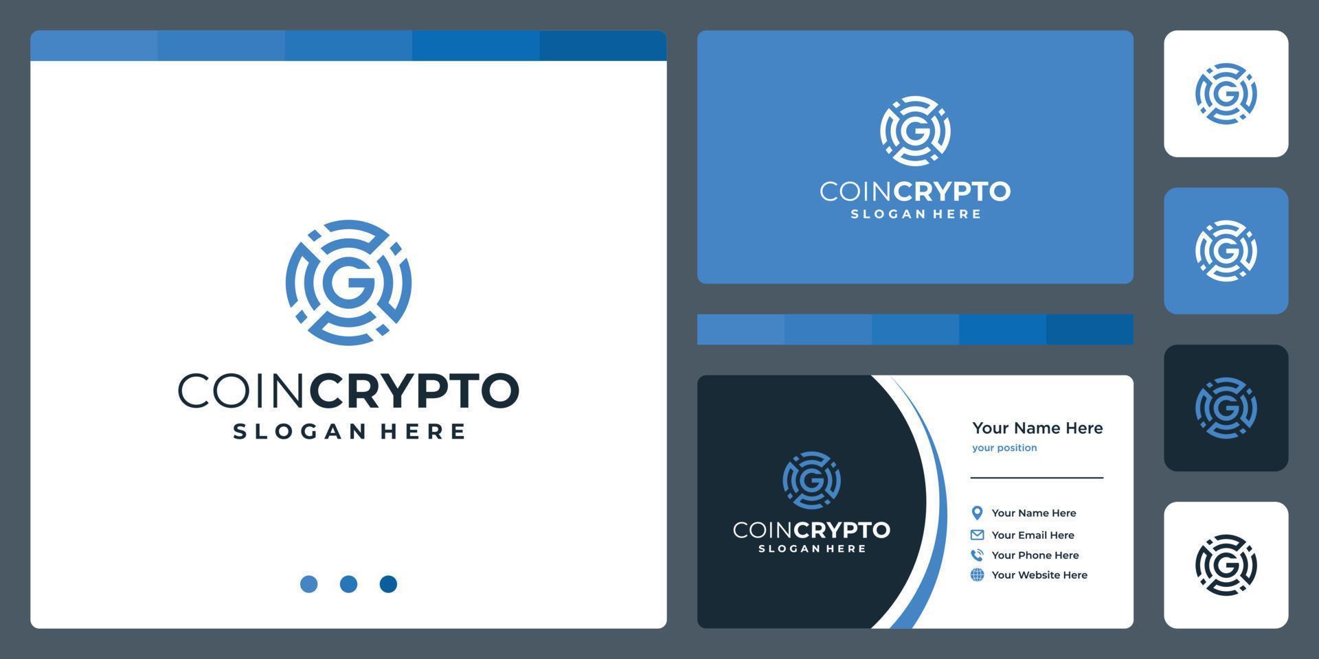 Coin crypto logo template with initial letter G. Digital Money icon Vector, Block chain, financial symbol. vector