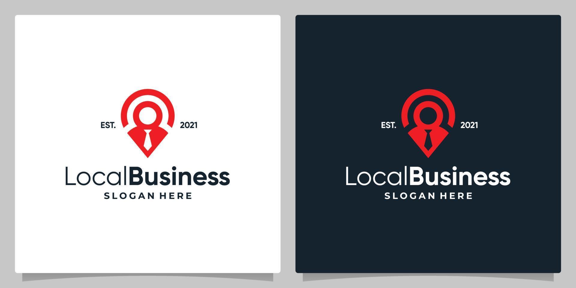 Map pin location symbol with logo a leader and business card design. vector