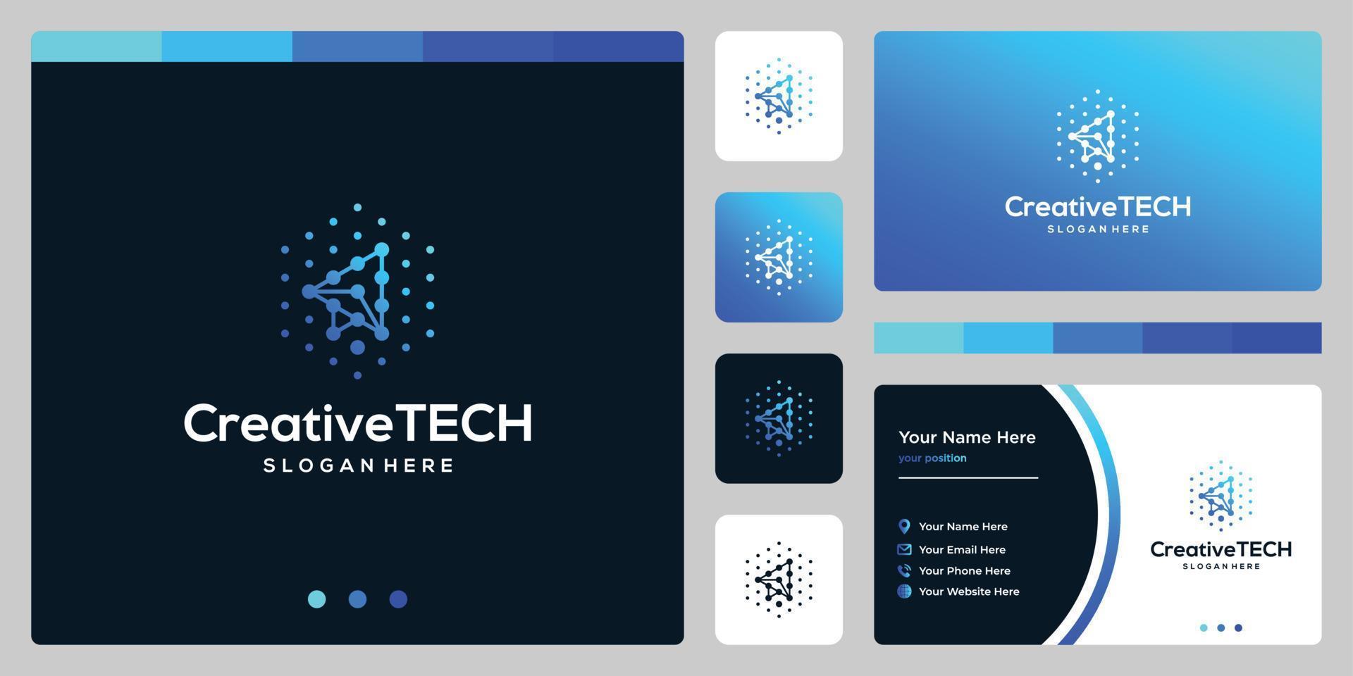 Inspiration logo cursor arrow abstract with tech style and gradient color. Business card template vector
