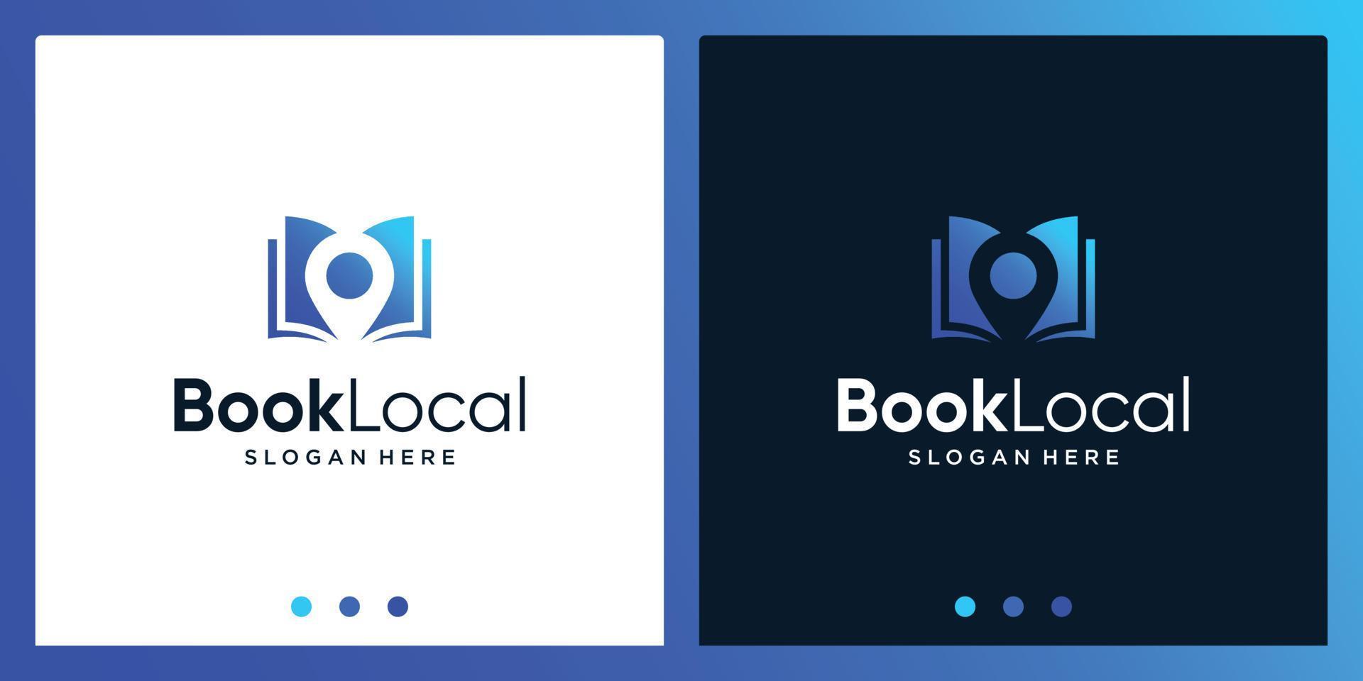 Open book logo design inspiration with location point design logo. Premium Vector