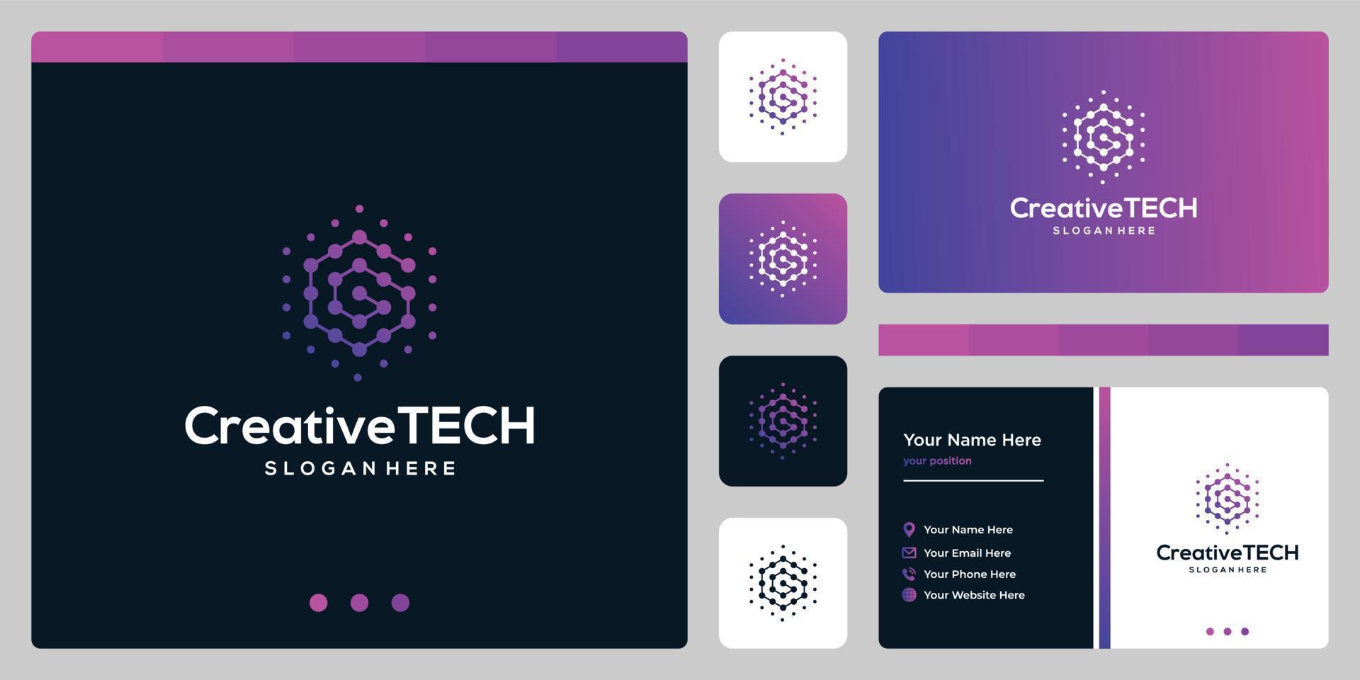 Inspiration logo initial letter G abstract with tech style and gradient color. Business card template vector