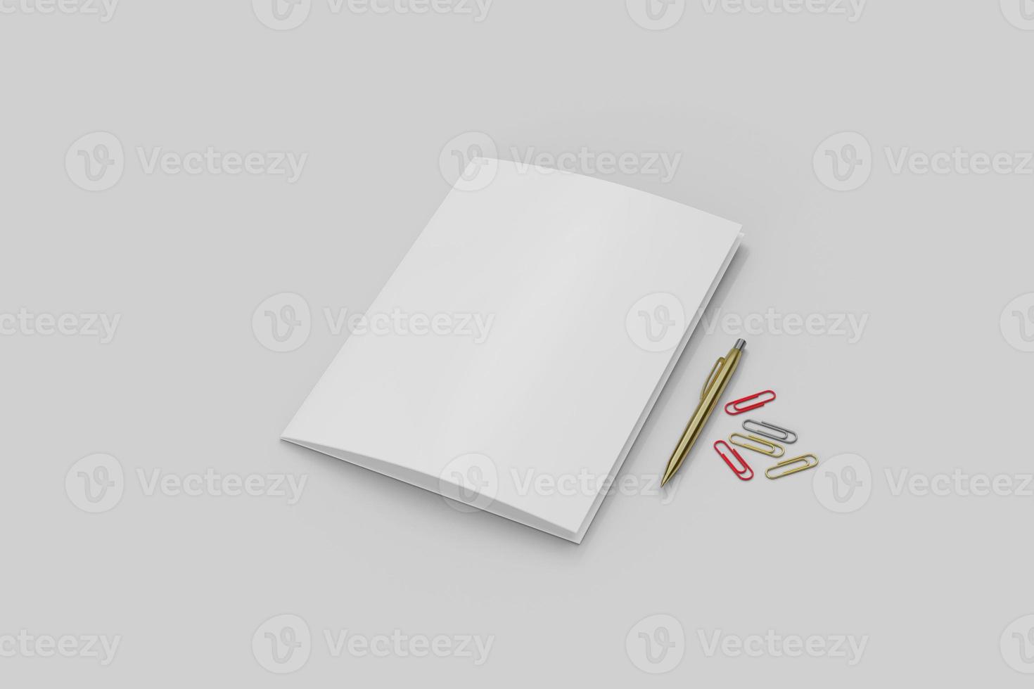 White magazine Mockup on concrete table  album or brochure  3d rendering photo