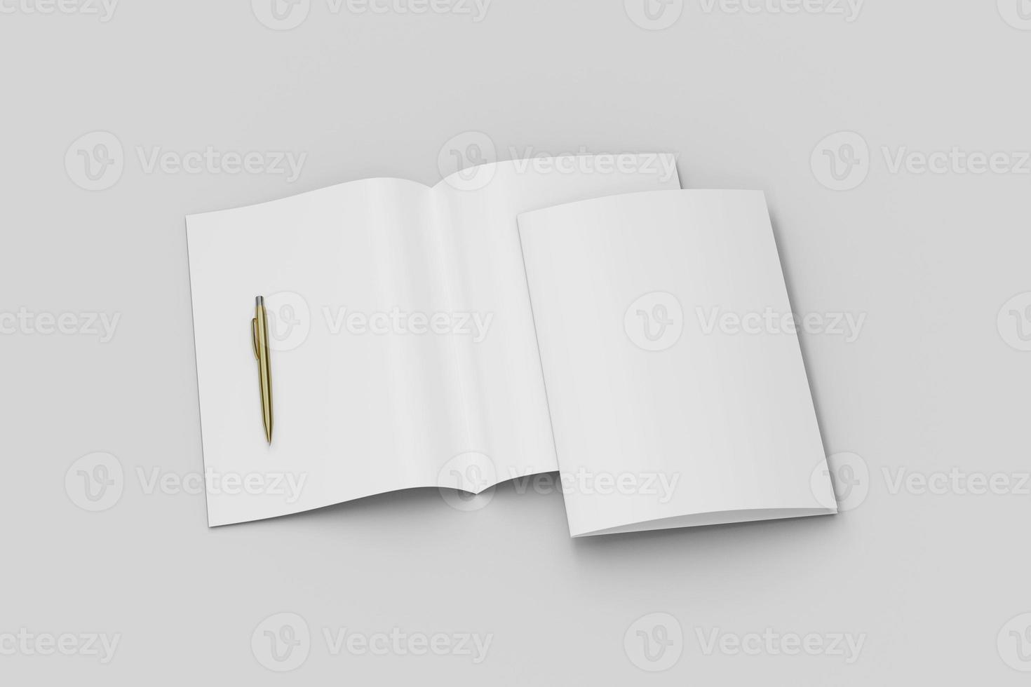 White magazine Mockup on concrete table  album or brochure  3d rendering photo