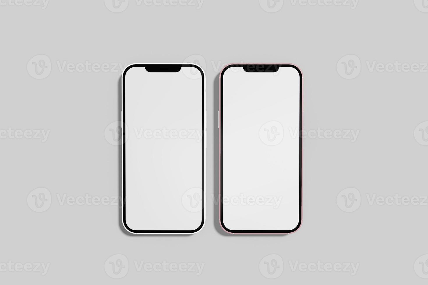 Smartphone with blank screens for your design isolated on white background. photo