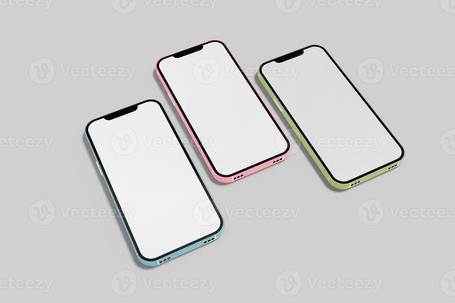 Smartphone with blank screens for your design isolated on white background. photo