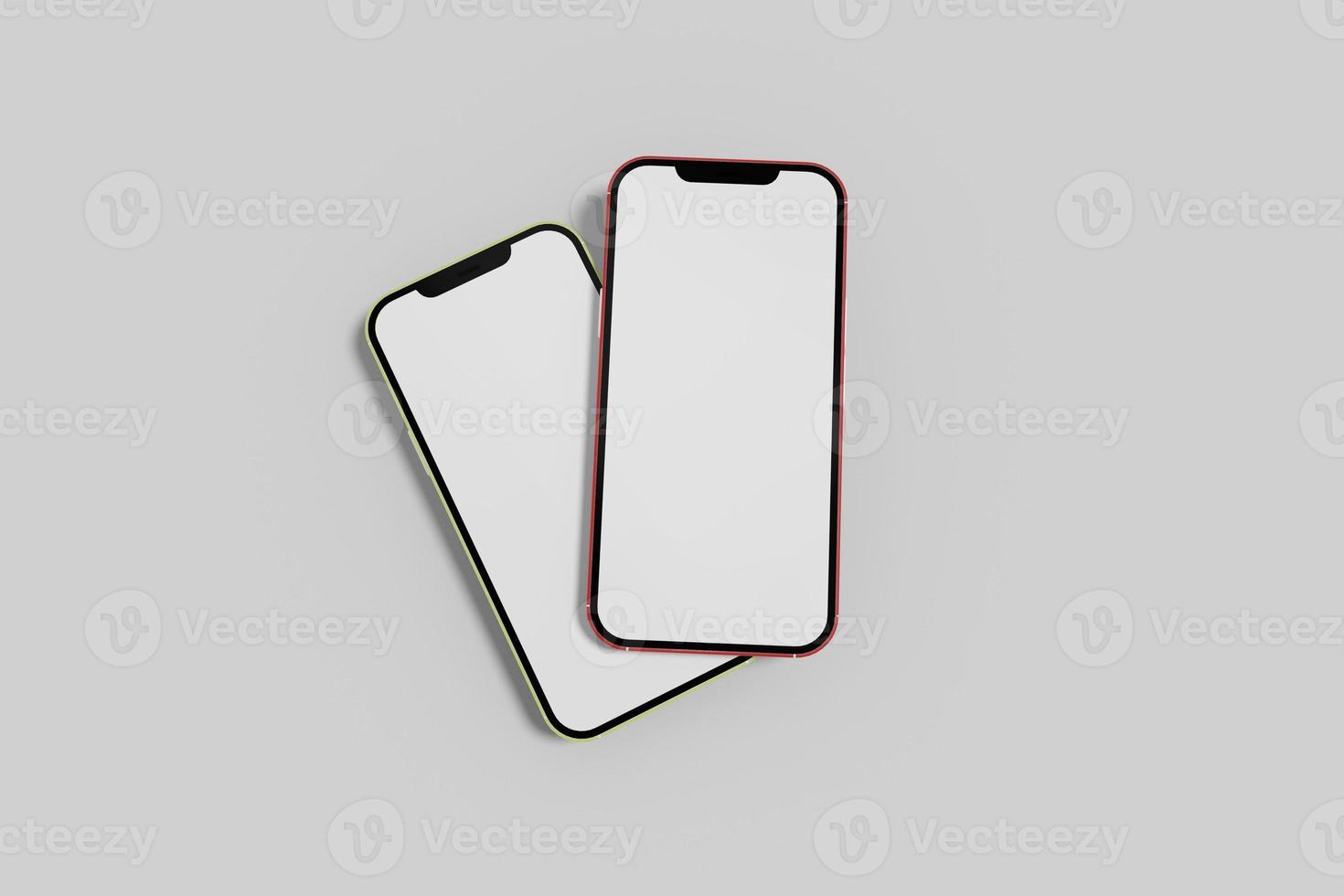 Smartphone with blank screens for your design isolated on white background. photo