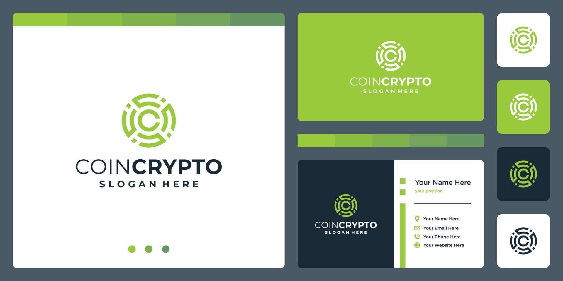 Crypto coin logo template with initial letter C. Vector Digital Money icon, Block chain, financial symbol.