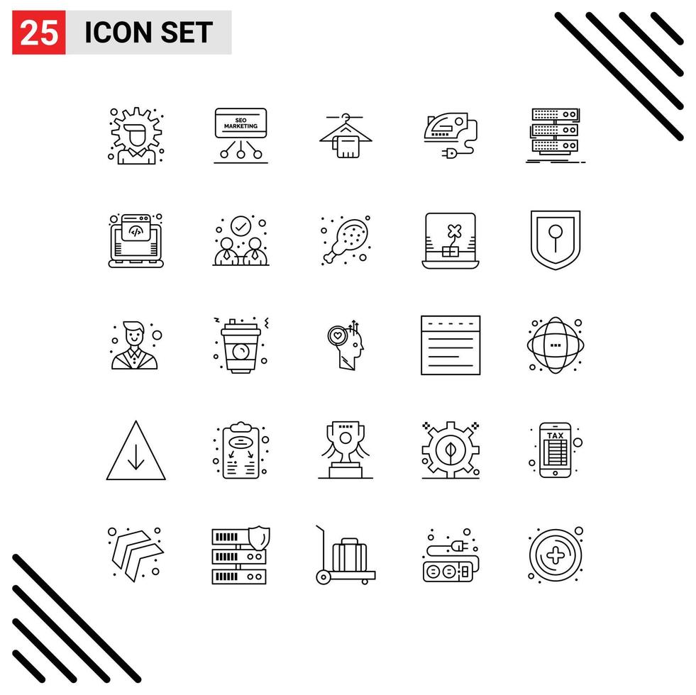 25 Creative Icons Modern Signs and Symbols of server iron meeting home hotel Editable Vector Design Elements