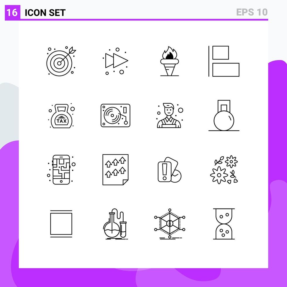 Set of 16 Modern UI Icons Symbols Signs for money duty greece banking horizontal Editable Vector Design Elements