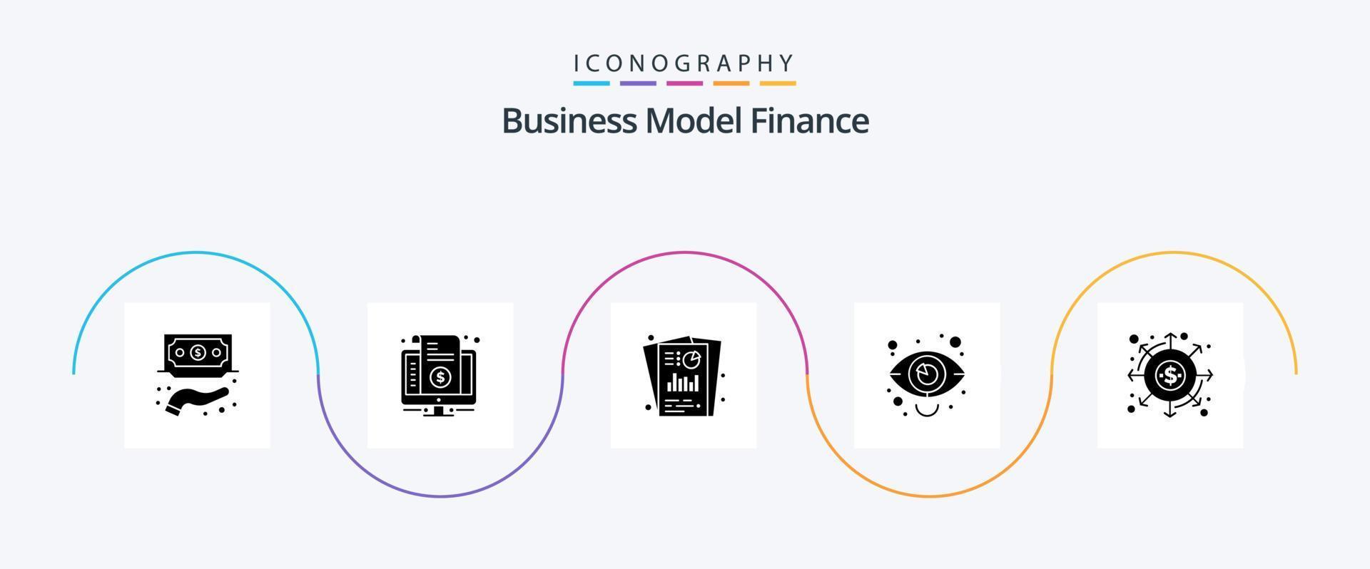 paquete de iconos de glifo 5 de finanzas que incluye mercado. negocio. precio. informe seo. posicionamiento web vector