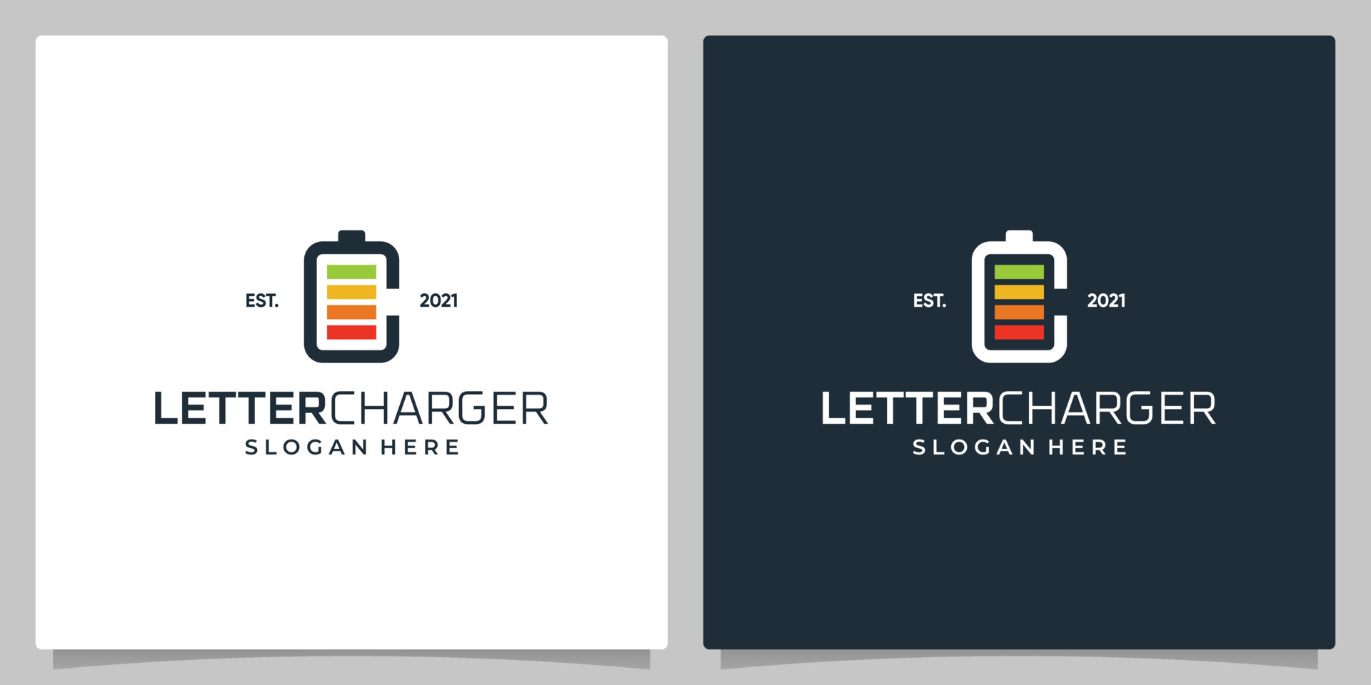 Set vector template desain pengisian daya dan huruf awal C. 17725219
