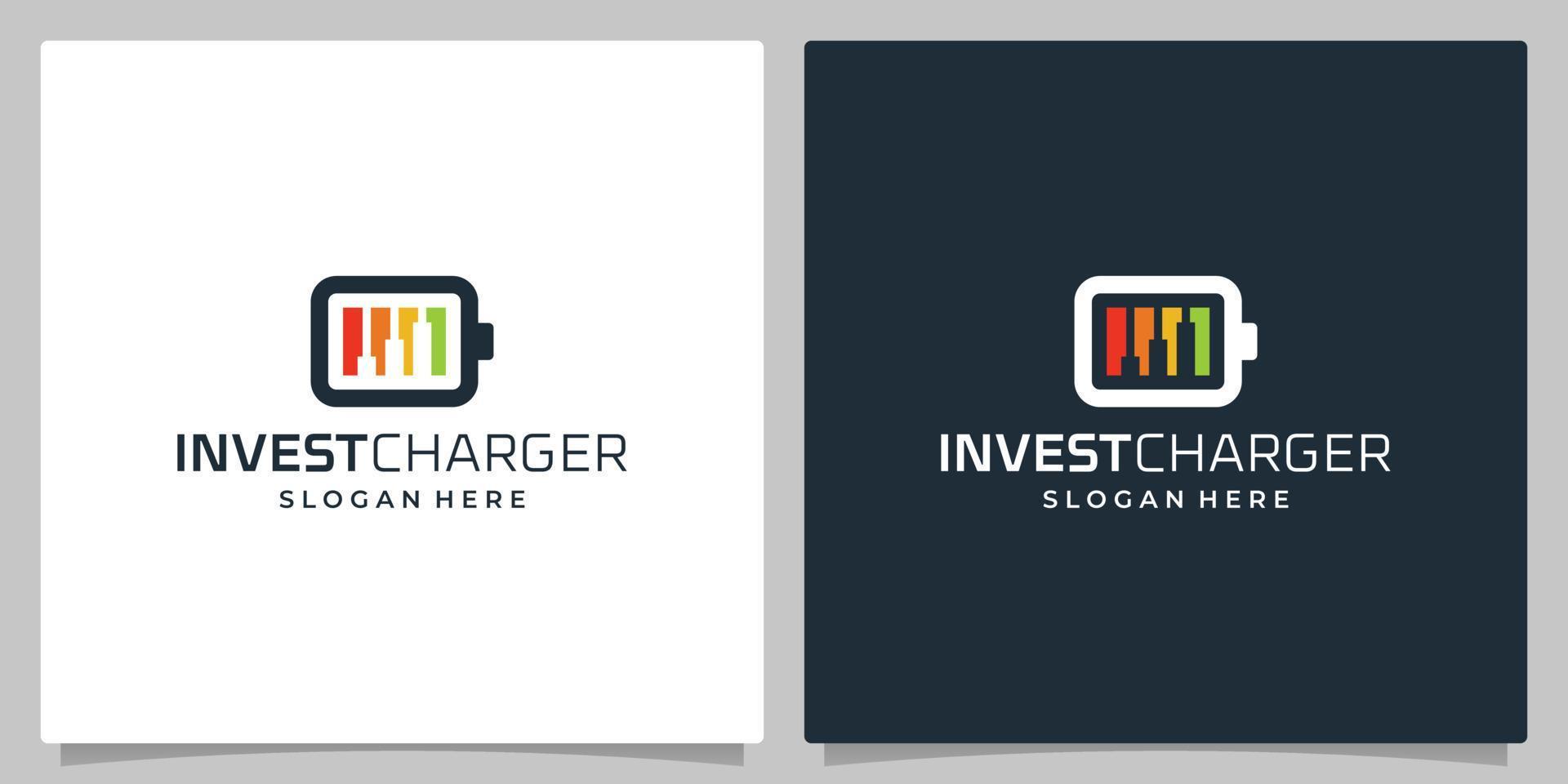 set of design logo charging and chart investment finance. premium vector