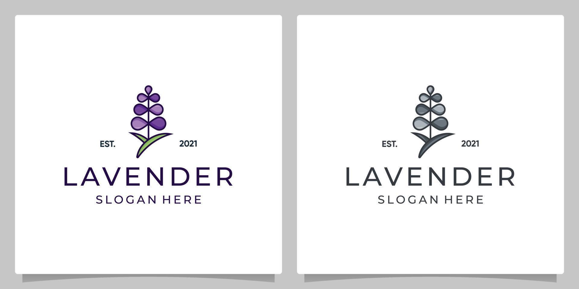 Set of lavender flower design vector templates. Logo in trendy linear style and full color.