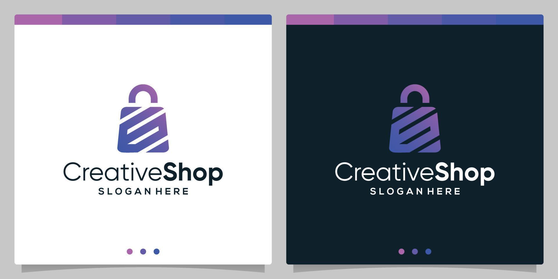 Template design logo shopping bag abstract with symbol initial letter G. Premium vector