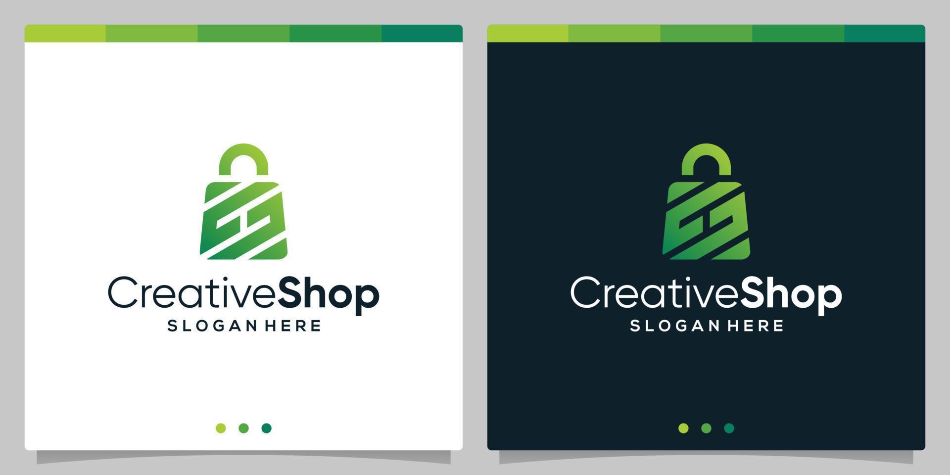 Template design logo shopping bag abstract with symbol initial letter H. Premium vector