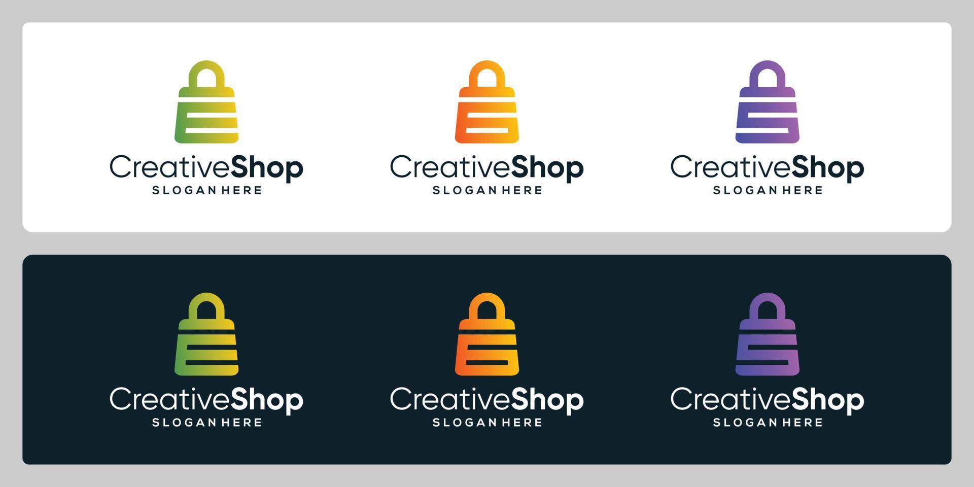 Collection template design logo shopping bag abstract with symbol initial letter. Business card design. vector