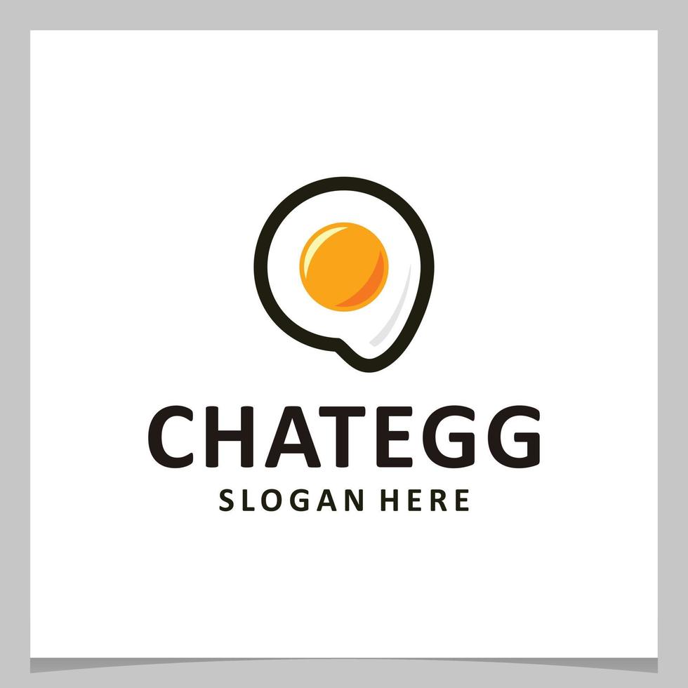 huevo de diseño de logotipo de inspiración con logotipo de chat. vector premium